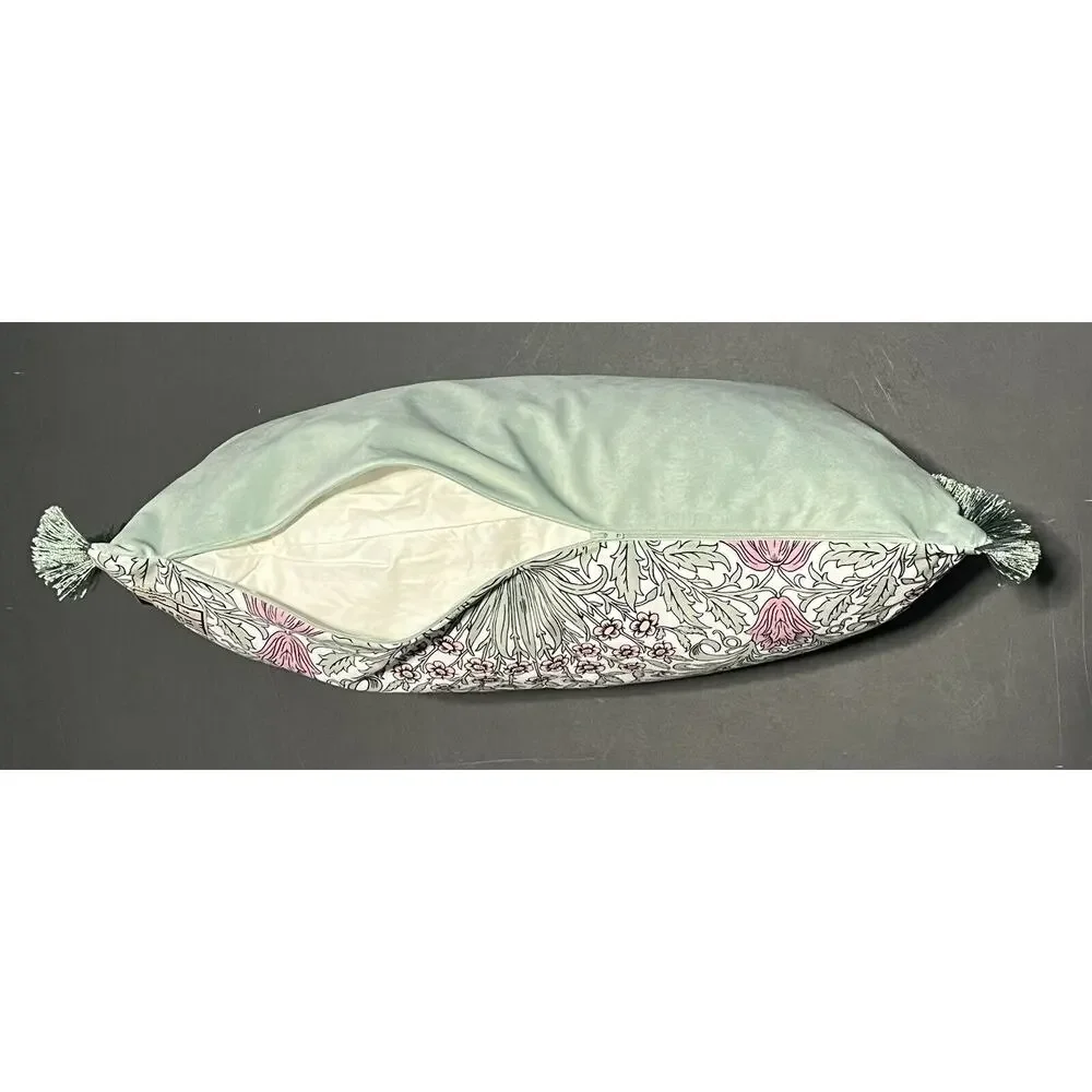 William Morris GARDEN Lavender Decorative Velvet Accent Pillow 24” X 16” Lumbar